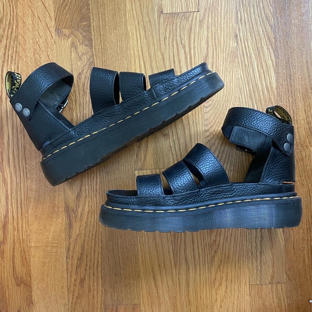 Black Leather Platform Sandals